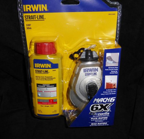 Irwin strait-line mach 6 chalk line reel &amp; red chalk 6x faster ! new in pkg for sale