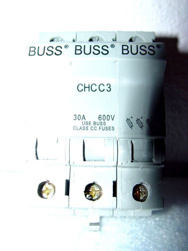Buss chcc3 fuse block holder 30a amp 600v new for class cc fuses for sale