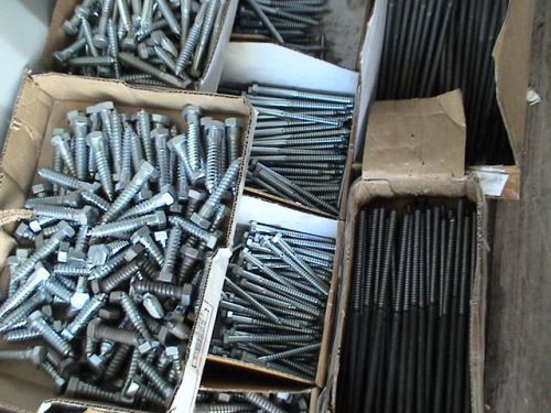 NEW LAG BOLTS APPROXIMATELY 30 BOXES VARIOUS SIZES ( OVER 500 LBS.)