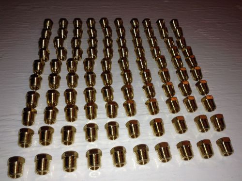 100 pack 1/8&#034;fnpt x 1/4&#034;mnpt brass hex bushing pipe fitting adapter made in usa! for sale