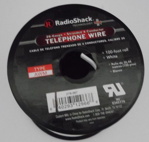 NEW RadioShack 100 Feet TELEPHONE WIRE 24-Gauge Solid 2 Twisted Pair White Roll