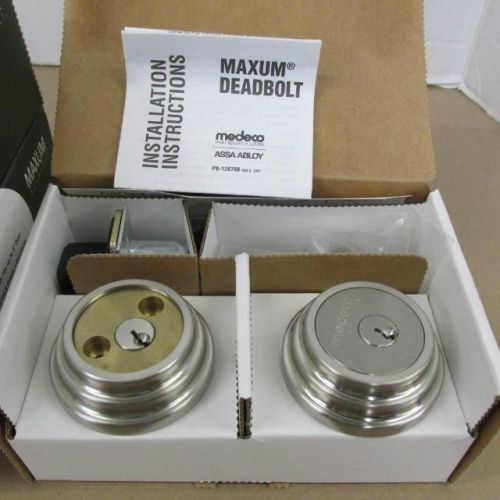 New! medeco maxum deadbolt, double cylinder, keys, satin nickel, 11-r62l-19-04s for sale