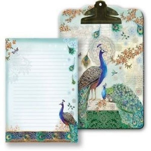 Peacock bird clipboard &amp; notepad punch studio 59630 office supplies note pad for sale