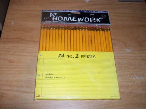 A+ Homework 24 NO. 2 Lead Pencils + Pentech Carved Wood Fashion Pencils Lot NEW