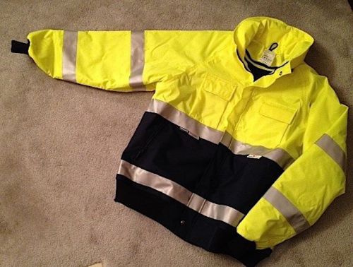 VINATRONICS Hi Visibility Yellow Safety Jacket Zip-out 3M Thinsulate ~ 2XL ~ USA