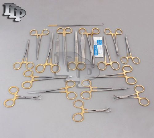 29 gold handle feline canine student dissection spay pack kit with blades #15 for sale