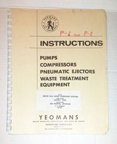 Yeomans instructions for pumps, compressors, pneumatic pumps, waste treatment for sale