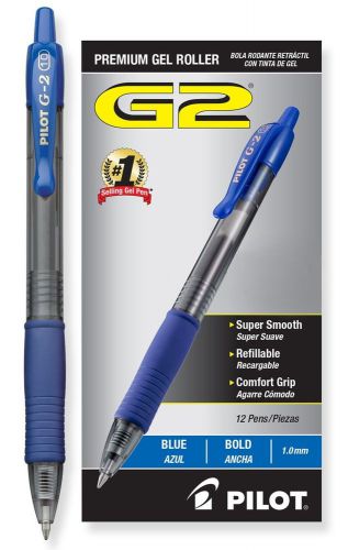 Bold Point Blue Pilot G2 Retractable Premium Gel Ink Roller Ball Pens, Bold Poi