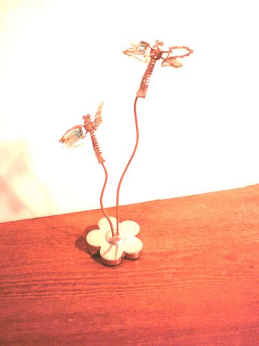 Holder Paper Photo Pictures Recipe Cards Note Paper Clip DragonFly Pair