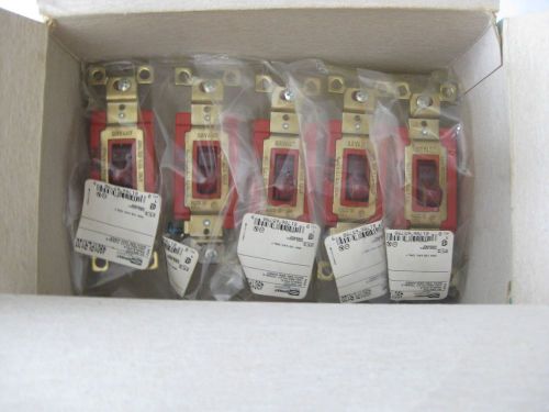 HUBBELL BRYANT AC SWITCH SINGLE POLE 120V RED PILOT TOGGLE 4901PLR120 LOT OF 8