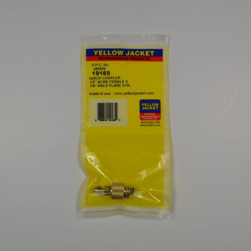 Yellow Jacket 19165 Automotive Quick Coupler 1/2&#034; Acme F x 1/4&#034; M flare -  NEW!