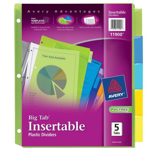 Avery Big Tab Insertable Plastic Dividers, 5-Tabs, 10 Sets (11900)