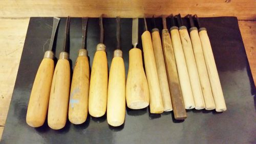 Vintage Wood Carving Tools / 13 Peices / Various Styles