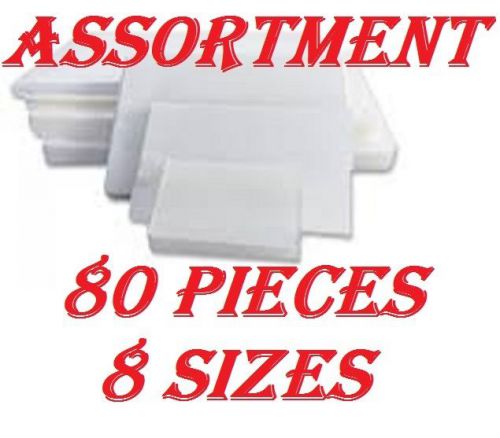 80 assortment starter kit  laminating laminator pouches sheets  8 sizes 80 pcs for sale