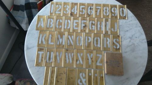 Vtg. C H Han Adjustable Brass Lockedge Stencil Set  Complete Letters/Numbers/Etc