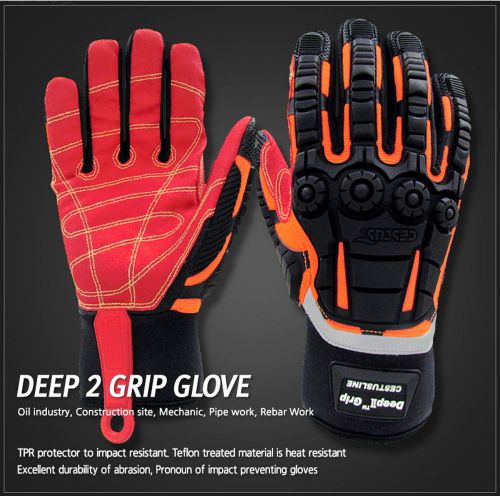 Industrial Safety Glove, Deep 2 Grip (Size option :  L )