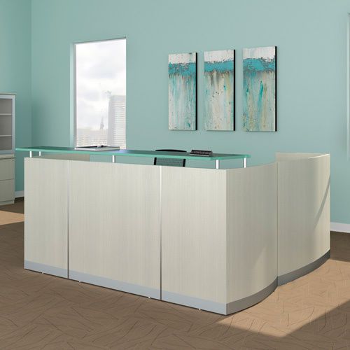 Modern l-shaped reception desk white receptionist station waiting room salon new for sale