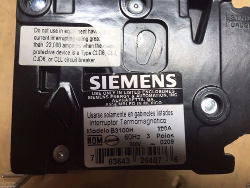 Siemens ITE B3100H, 100A, 22kAIC, Bolt-On, NEW!!!