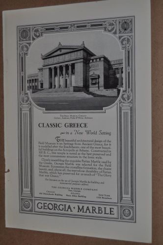 1928 Georgia Marble advertisement, the Field Museum, Chicago