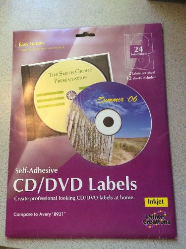 NEW!! INKJET &#034;PRINTER CREATIONS&#034; CD/DVD LABELS Compare To Avery 8931