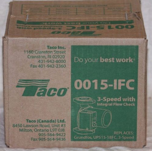 Taco 3-Speed Circulator Pump, NEW IN BOX 0015MSF3IFC