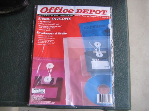 OFFICE DEPO STRING ENVELOPES MULTI COLOR Poly Envelopes with CD,DISKETTE pocket