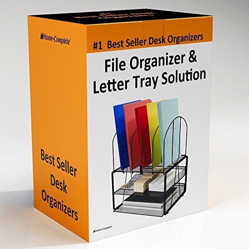 Office Desk Organizer - 2 Letter Trays and 5 File Documents Holder -Small See
