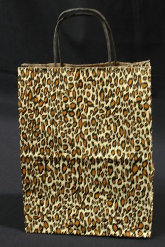 250 Leopard Skin Print Twist Handle Cub Kraft Paper Retail Shopping Bag Shopper