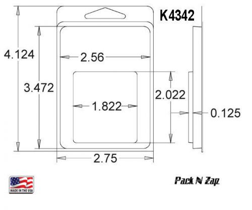K4342: 1175 - 4&#034;H x 3&#034;W x 0.13&#034;D Clamshell Packaging Clear Plastic Blister Pack
