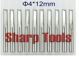 10pcs 4*12mm two straight flutes CNC router bits PVC, acryl, plywood