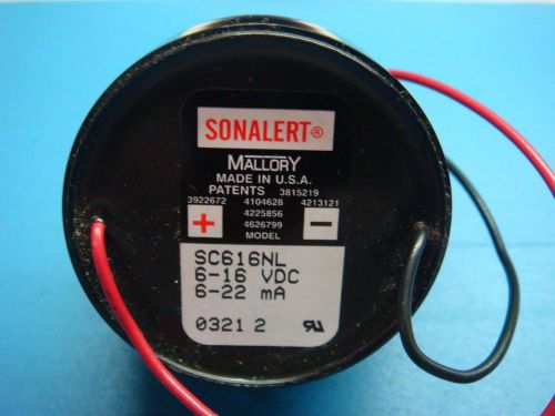 (1) MALLORY SC616NL SONALERT CONTINUOUS TONE ALARM BUZZER PIEZO TRANSDUCER