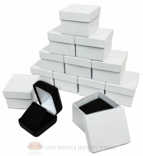 12 piece black leather earring jewelry gift boxes 1 7/8&#034;w x 2 1/8&#034;d x 1 1/2&#034;h for sale