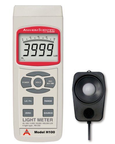Anaheim Scientific H100 Wide Range Light Meter, 5 Digit LCD Display, 1.5V DC