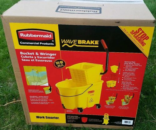 Brand new rubbermaid mop bucket and wringer 7580-21 commercial wavebrake 35qt &amp; for sale