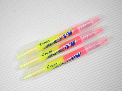 Free Shipping  3 pcs PILOT spotliter V W twins head Pink &amp; Yellow in one