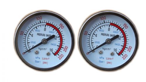2 PCS Air Pressure Gauge Max 220 PSI 16 bar 1/4&#034; BSP Thread For Air Compressor