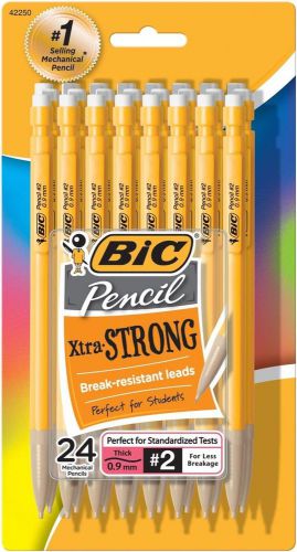 BIC Pencil Xtra Strong (Yellow Barrels) Thick Point (0.9 mm) 24-Count