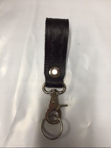 POLICE LEATHER KEY RING HOLDER with CLIP BASKETWEAVE SECURITY GUARD JANITOR NEW