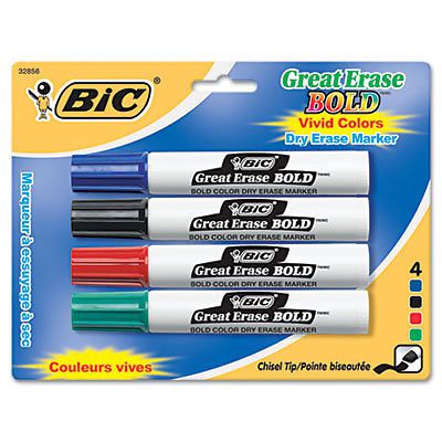 Bic great erase bold dry erase markers chisel tip 4/pkg-blue/black 070330328563 for sale