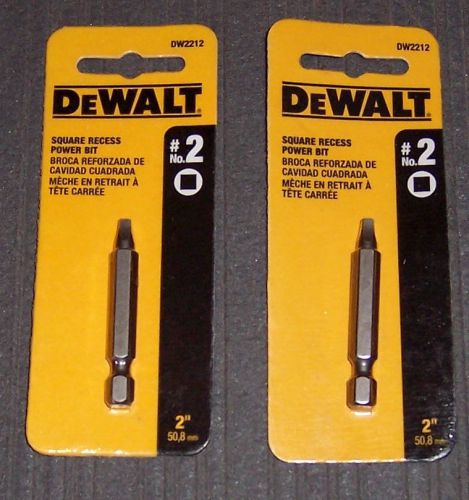 2 ea. DEWALT DW2212 2-Inch #2 Square Recess Power Bits with 1/4-Inch Hex Drive