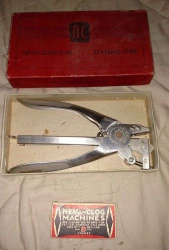 Vintage Neva-Clog Stapling Plier w/ Original Box &amp; Staples