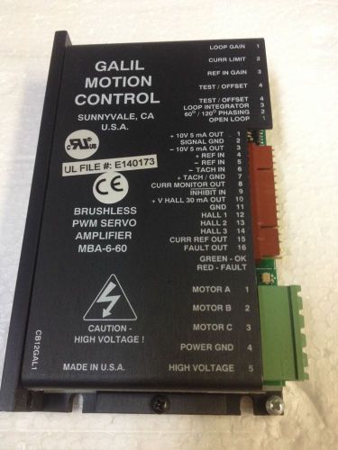 Galil Motion Control, Brushless PWM Servo Amp. MBA-6-60   B12A6F-GAL