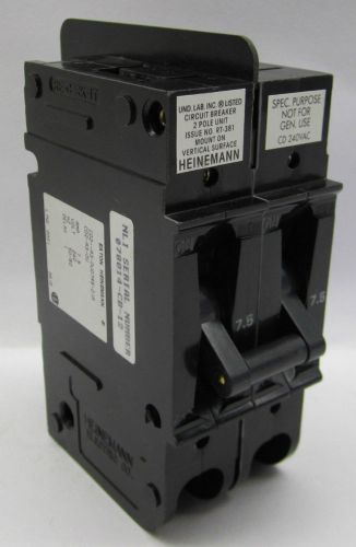 Eaton Heinemann CD2-A3-DU07R5-01A 2P 7.5A 240V Special Purpose Circuit Breaker