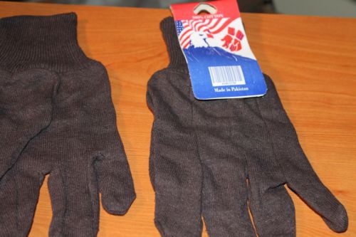 Work Gloves Brown  12 Pair Jersey Cotton ONE SIZE FITS ALL Men / Women