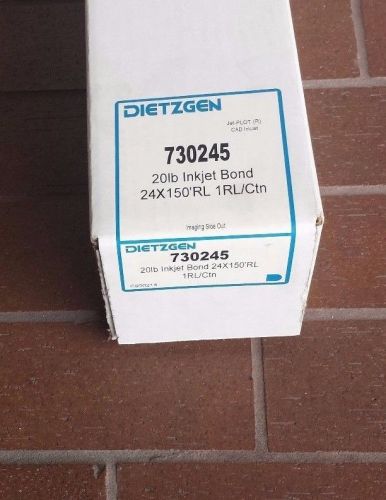 Dietzgen  #730245 -20 lb ink jet bond paper 24&#034; x 150 ft. roll 2 &#034; core plotter for sale