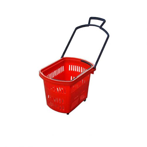 5 sets 45 L Plastic shopping basket, roller,handles, red, shopping, toys (5pcs)