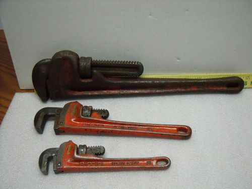 Ridgid 18”, 14” &amp; 8” Heavy Duty Pipe wrenches lot