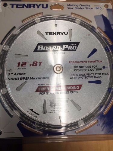 Tenryu 12&#034; x 8T Board Pro Plus Fiber Cement Siding Saw Blade 1&#034; Arbor BP-30508