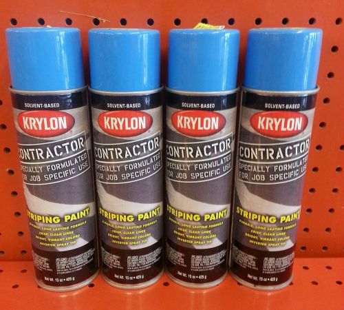 Lot of 4 cans krylon contractor striping paint handicap blue spay paint x0523 for sale