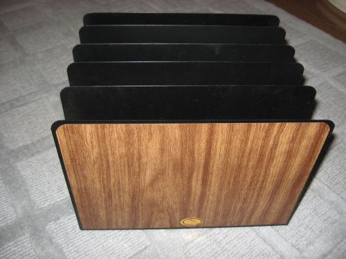 Vintage CURMANCO Wood-Look Heavy Duty Black Metal File Organizer Rack-Sturdy!